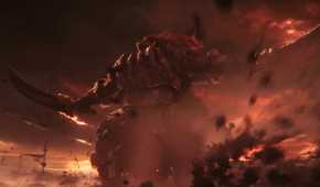 An image from the game Elden Ring, showing General Radahn, a tough boss in the game.