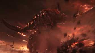An image from the game Elden Ring, showing General Radahn, a tough boss in the game.