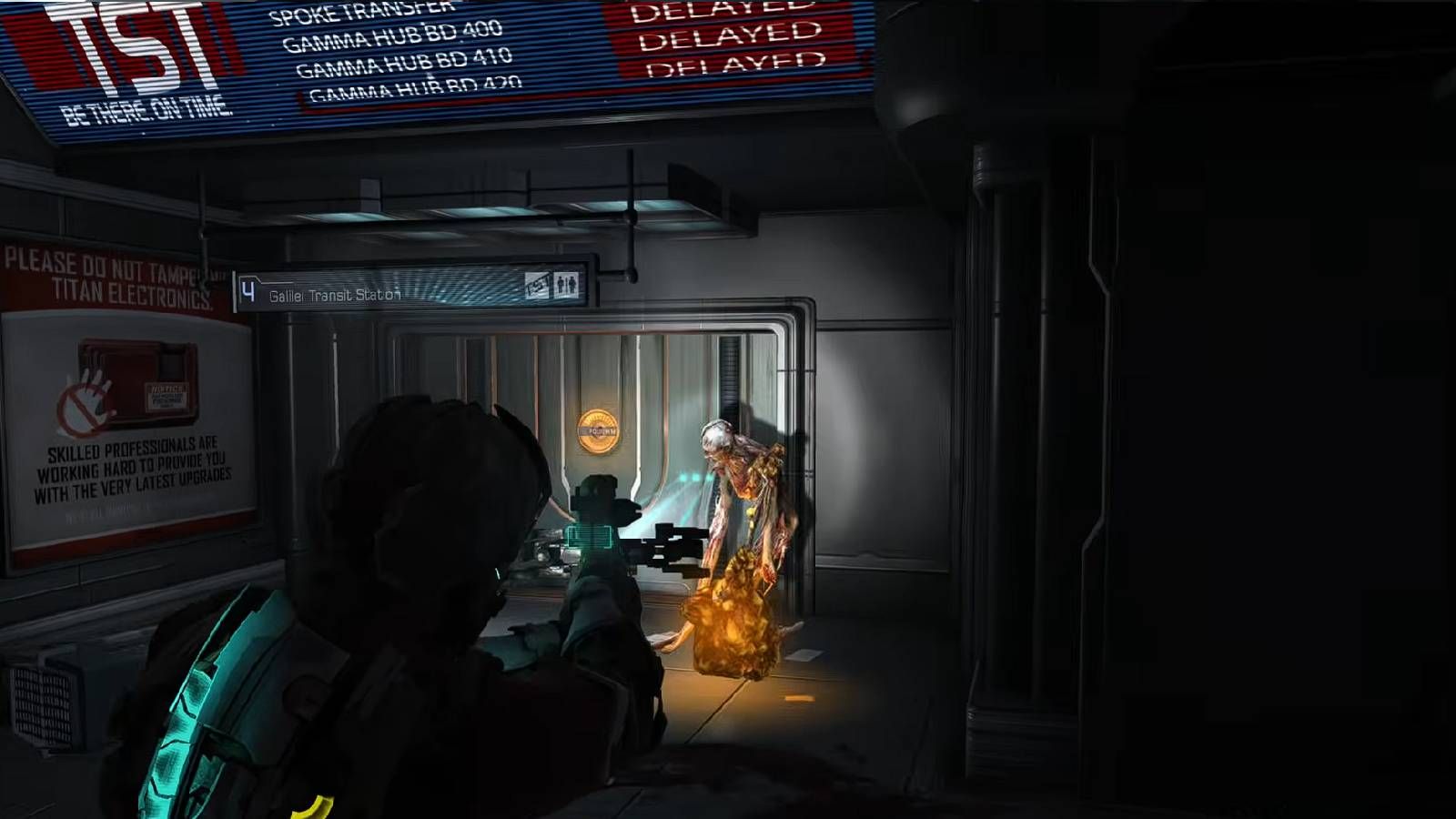 Screenshot from Dead Space 2 of an exploder necromorph