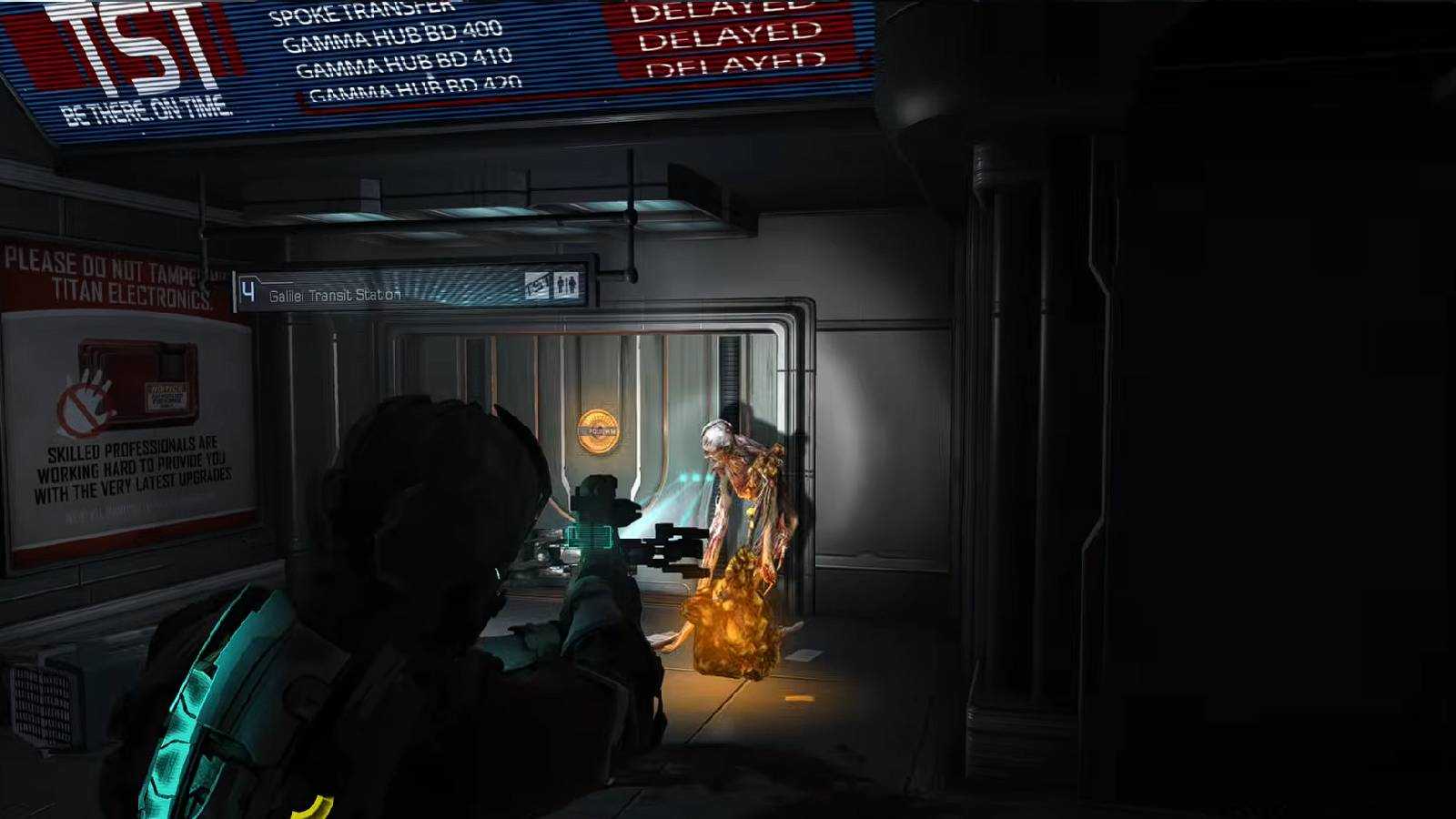 Screenshot from Dead Space 2 of an exploder necromorph