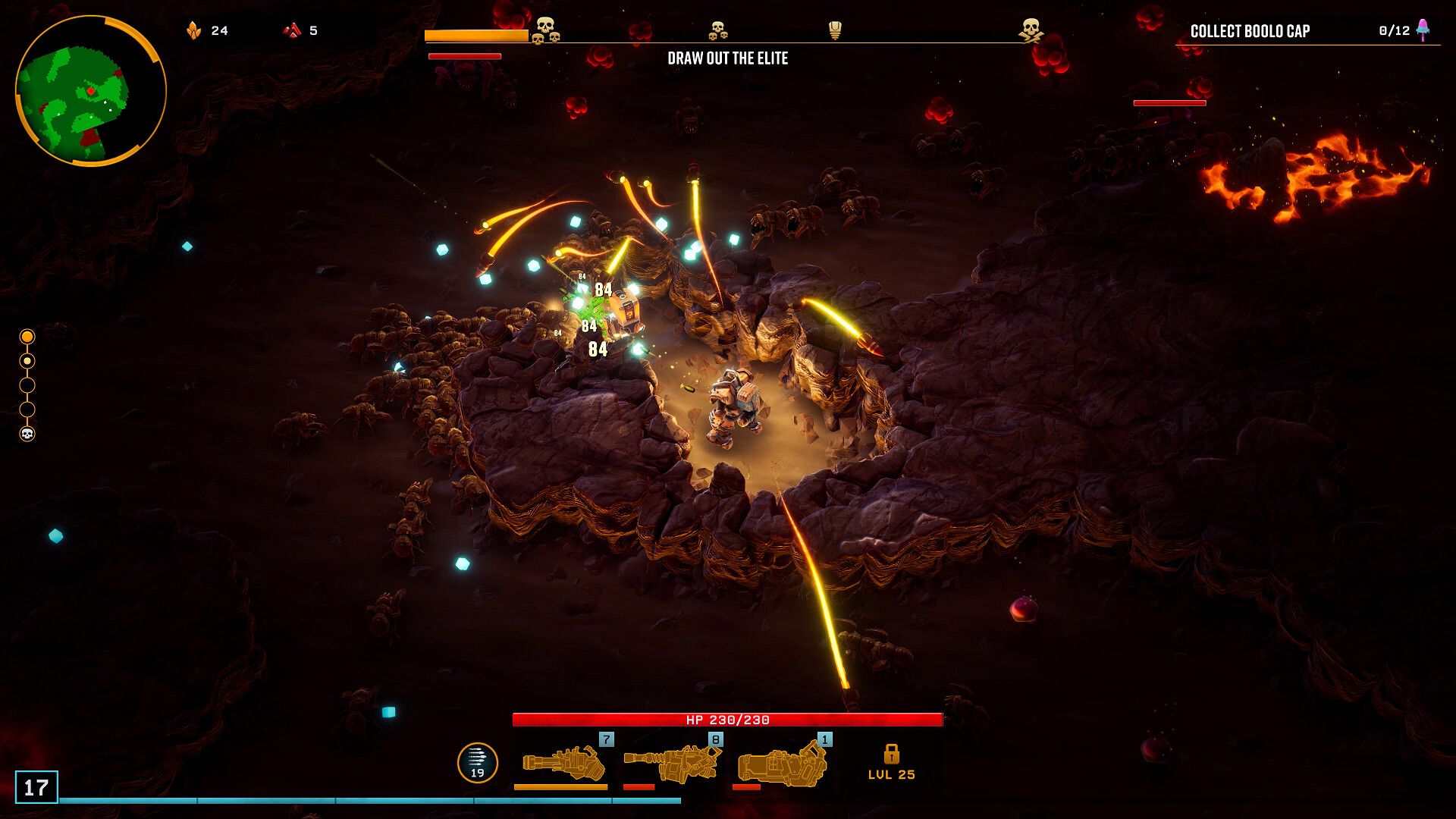 Screenshot from Deep Rock Galactic: Survivor video game of player character mining through stone