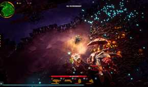 Screenshot from Deep Rock Galactic: Survivor video game of character being swarmed by large bugs.