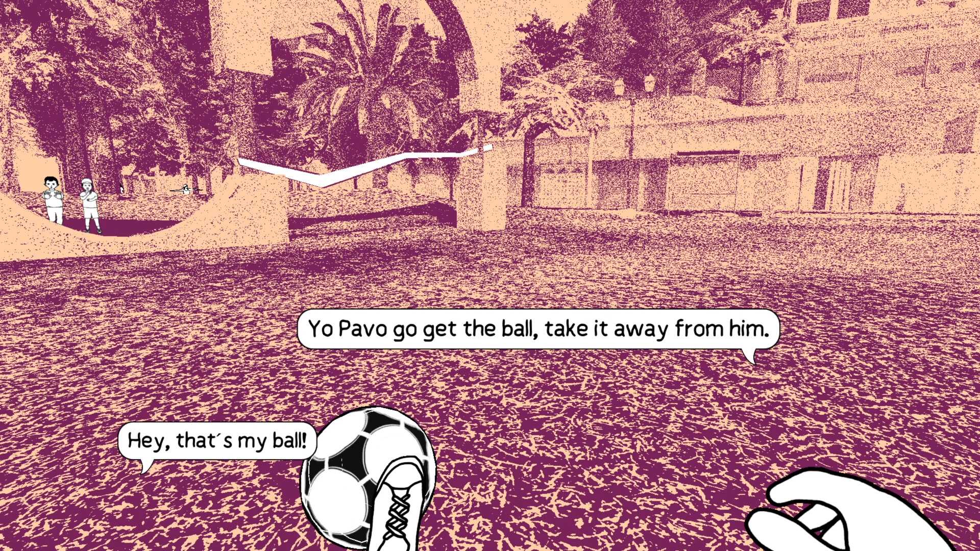 Screenshot from despelote video game of kids playing soccer