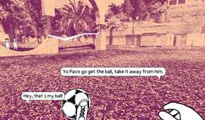Screenshot from despelote video game of kids playing soccer