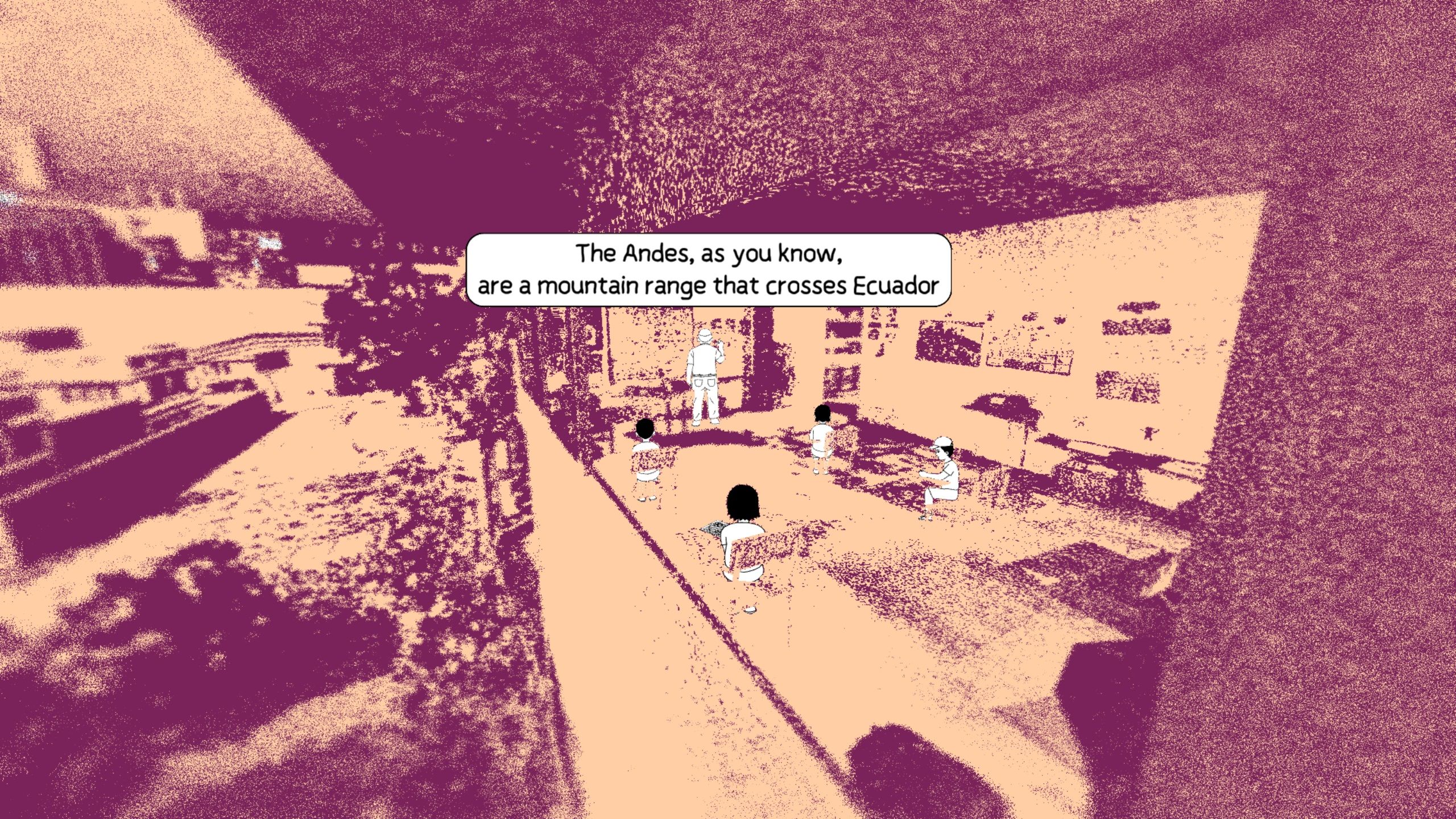 Screenshot from despelote video game of kids attending school in their classroom