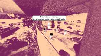 Screenshot from despelote video game of kids attending school in their classroom