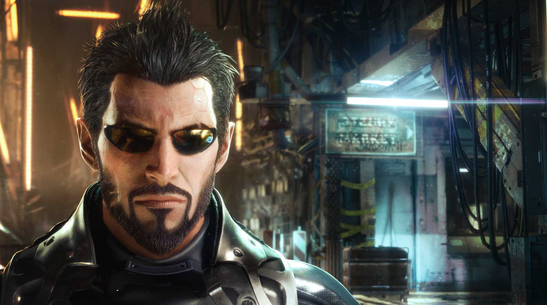 Screenshot from Deus Ex: Mankind Divided video game of main character Adam Jensen