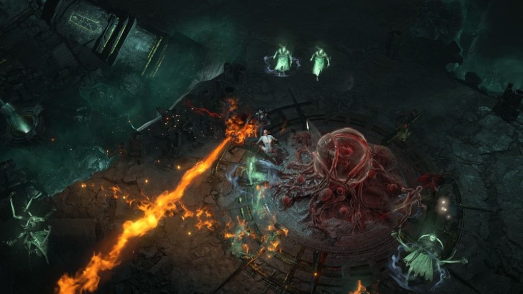 Screenshot of characters fighting enemies in Diablo 4