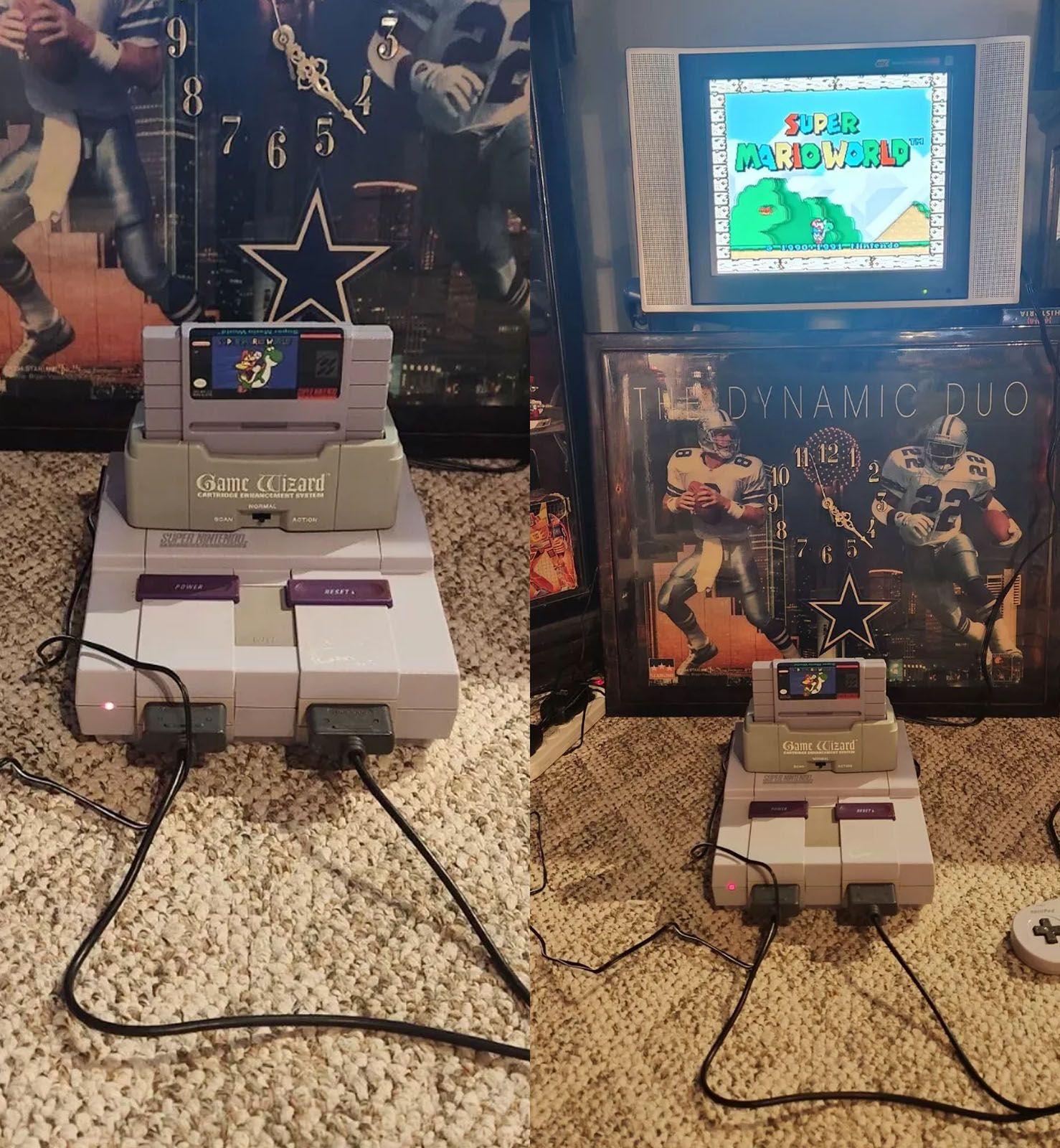 Game Wizard in an SNES hooked up to a TV