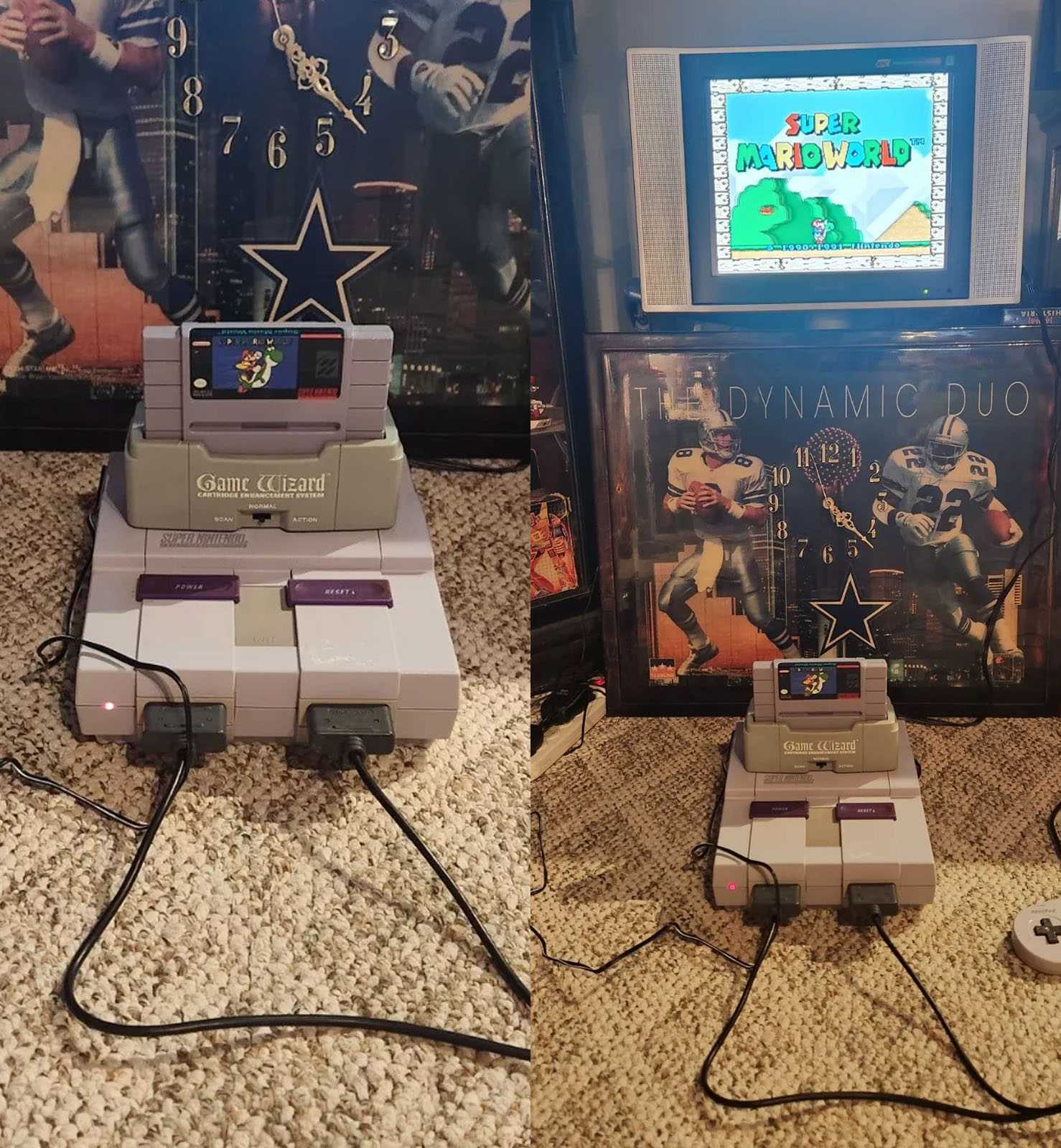 Game Wizard in an SNES hooked up to a TV