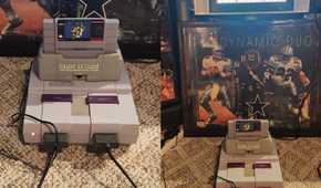 Game Wizard in an SNES hooked up to a TV