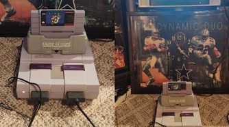 Game Wizard in an SNES hooked up to a TV