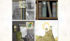 A screenshot from the game Gorogoa, showing four different images creating a puzzle.