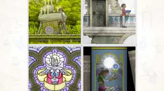 A screenshot from the game Gorogoa, showing four different images making up a puzzle for the player to solve.