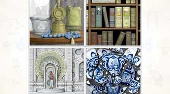 A screenshot from the game Gorogoa, showing a puzzle with four images.