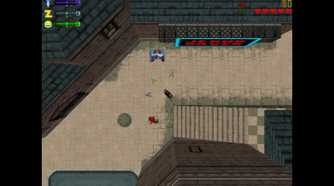 Top-down view of the player approaching a payphone to receive a mission