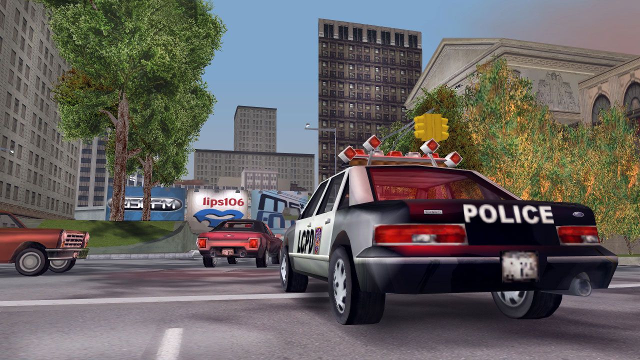 A police car patrolling the streets of Staunton Island