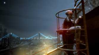 Johnny climbing a ladder in the night to look for a view