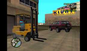 Vic driving a forklift in the docks