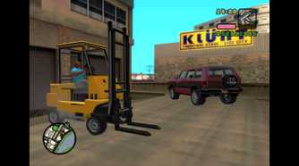 Vic driving a forklift in the docks