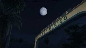 GTA Online full moon hanging over palm trees