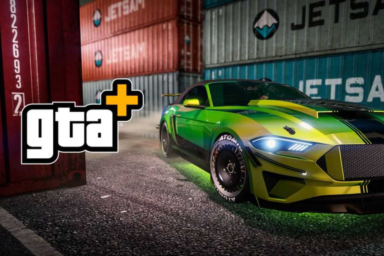 GTA Online Vapid Dominator next to shipping containers