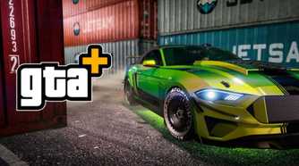 GTA Online Vapid Dominator next to shipping containers