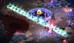 fighting waves of enemies with magical abilities