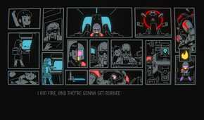 Screenshot from Haneda Girl video game of comic strip explaining Haneda Girl's story