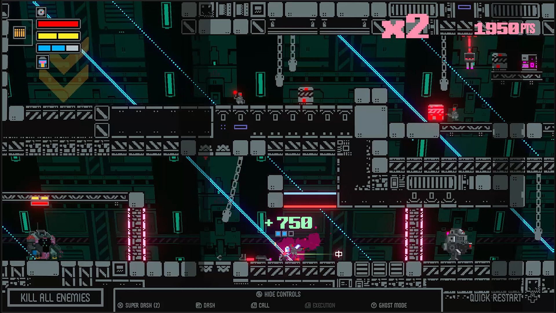 Screenshot from Haneda Girl video game of Haneda Girl taking an enemy down from behind