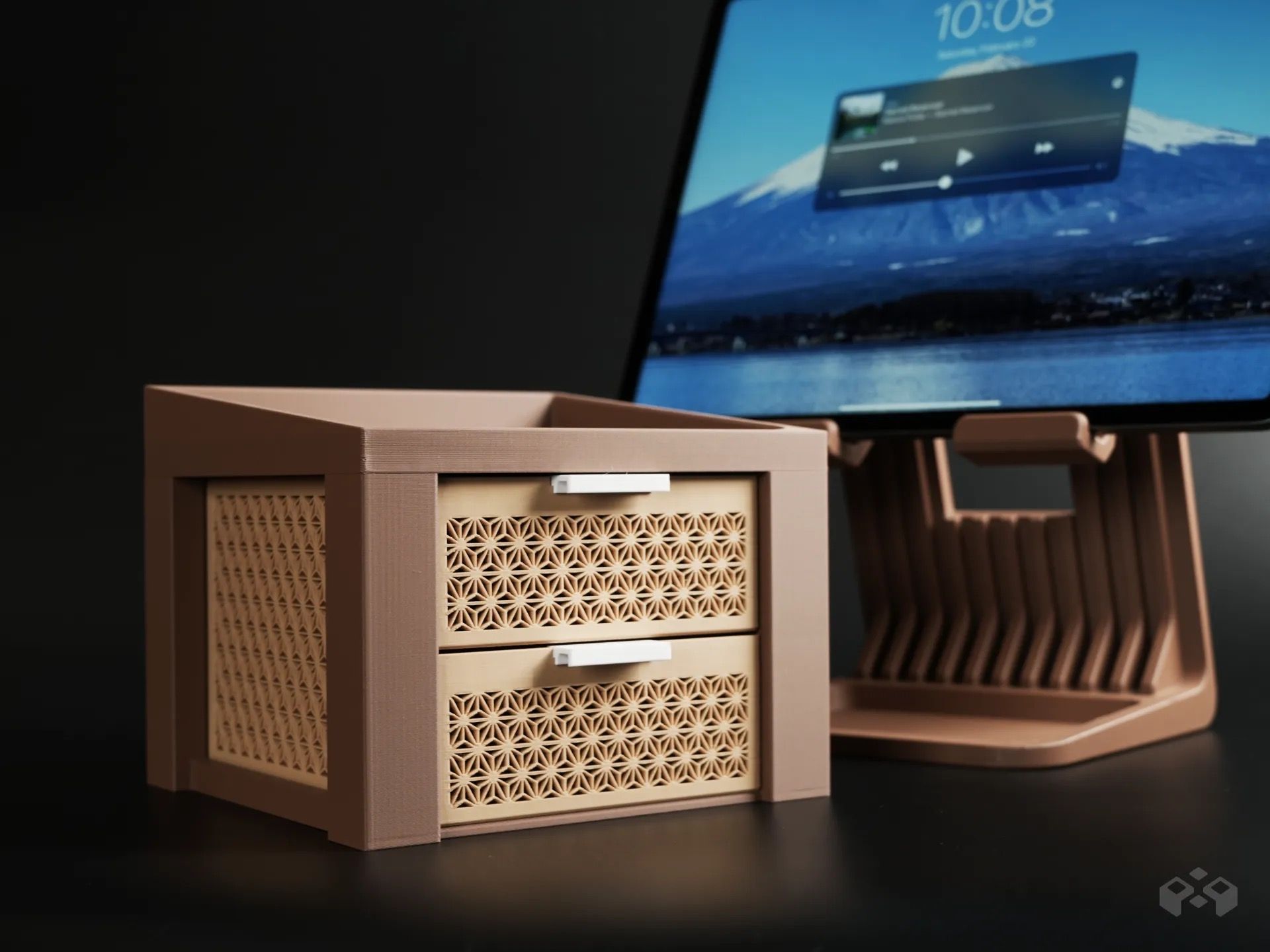 ipad stand riser with kumiko drawer