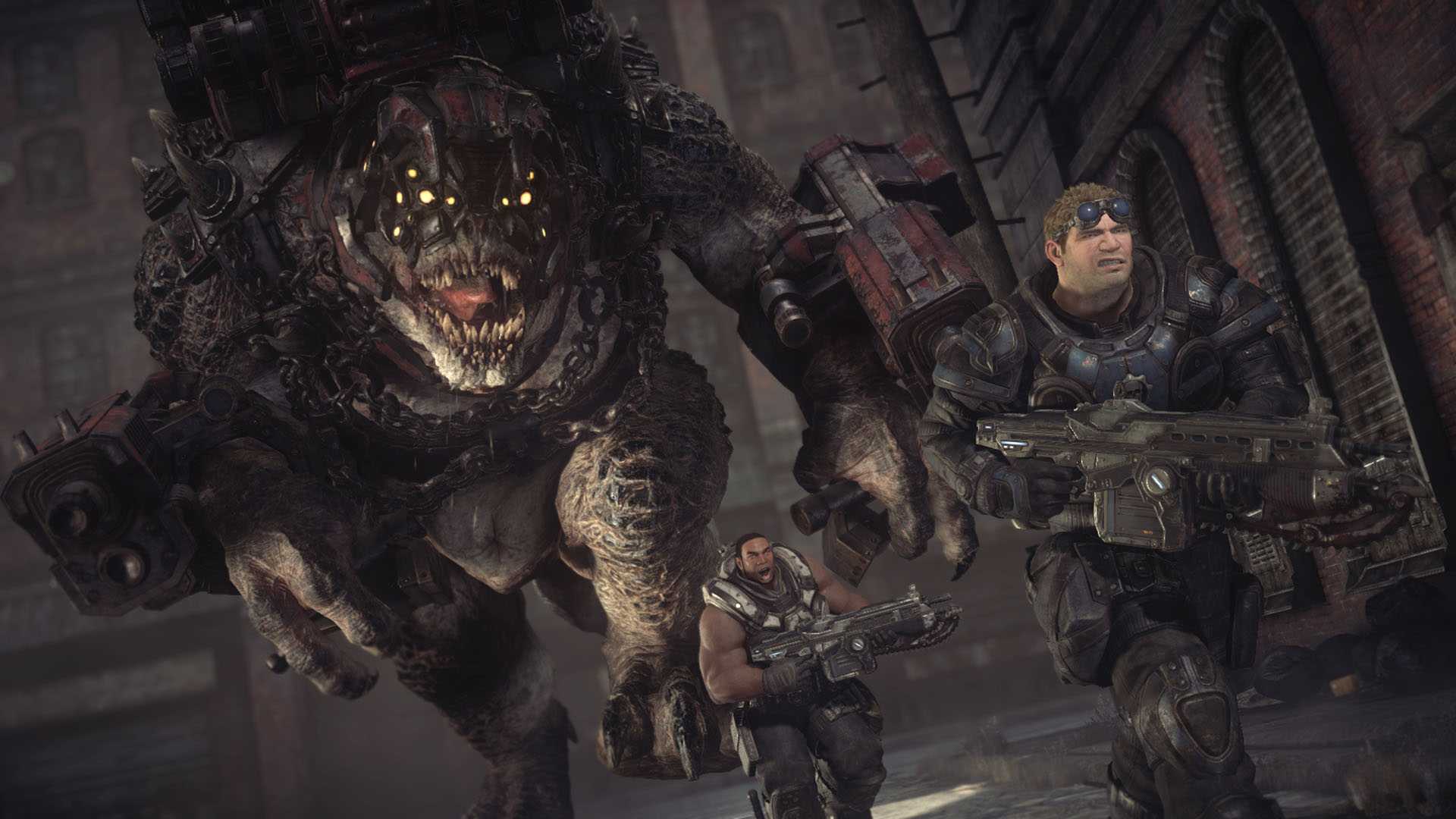 Large Brumak chasing Cole Train and Baird