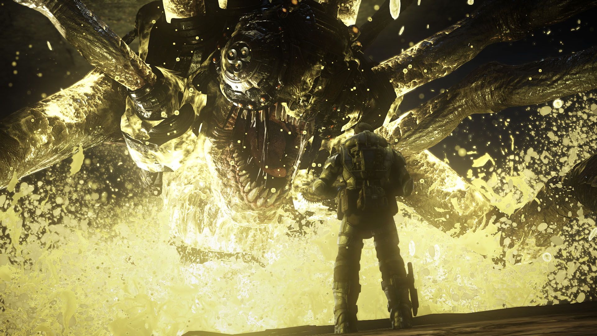Marcus Fenix facing corpser in Gears of War