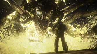 Marcus Fenix facing corpser in Gears of War