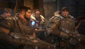 A screenshot of the Delta squad in Gears of War