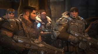 A screenshot of the Delta squad in Gears of War