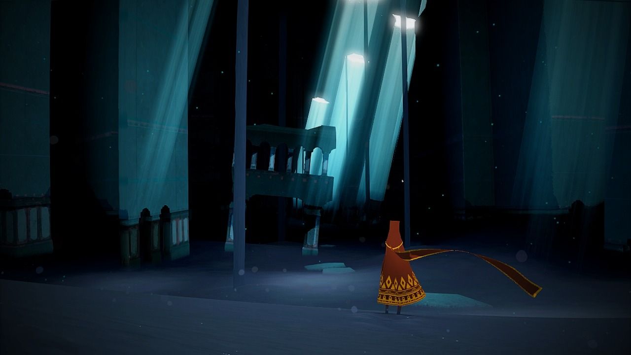 Journey character exploring cavern