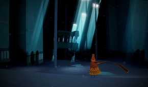 Journey character exploring cavern