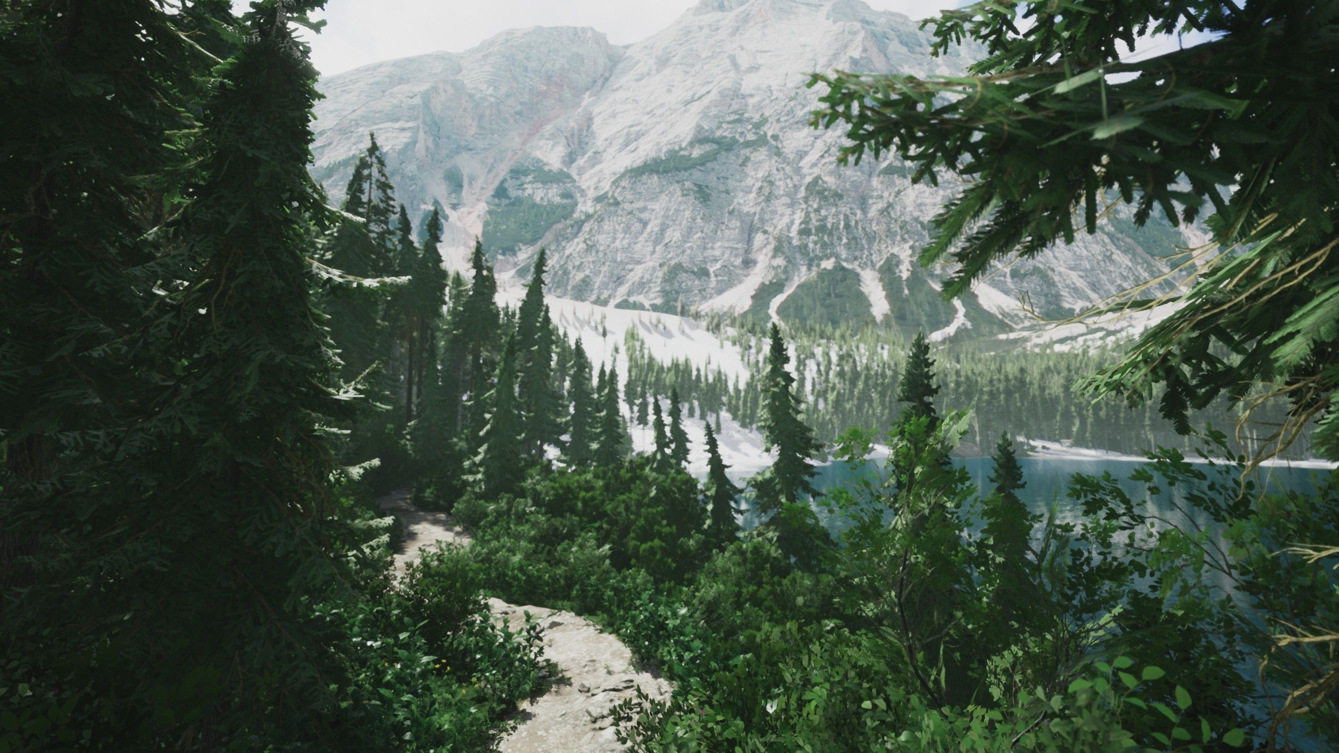 Screenshot from Lushfoil Photography Sim video game of mountain range