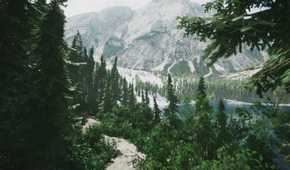 Screenshot from Lushfoil Photography Sim video game of mountain range
