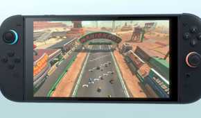 Mario Kart 9 on Nintendo Switch 2 zoomed out track start view