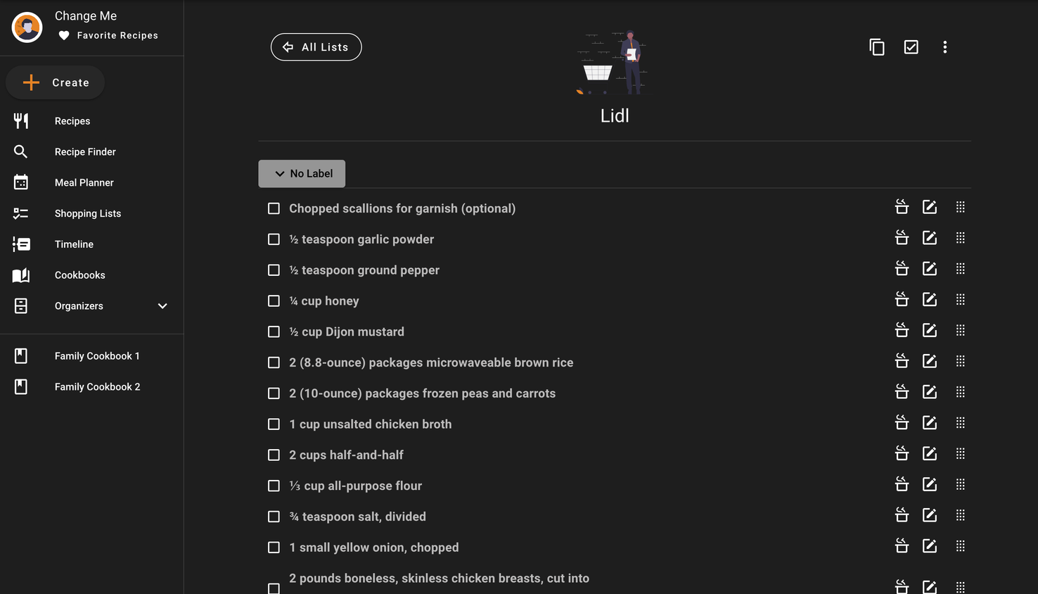 Mealie Shopping List