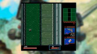 Metal Gear 2 screenshot of Snake sneaking through water, his o2 level highlighted