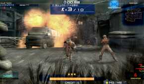 Metal Gear Arcade screenshot of an action sequence and explosion