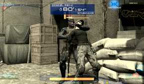Metal Gear Arcade screenshot of Snake holding someone hostage