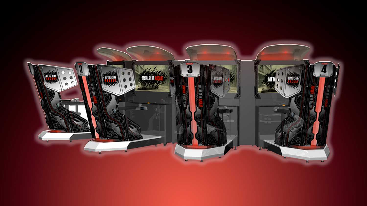 Metal Gear Arcade's Machines on a red and black background
