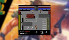 Metal Gear Snake's Revenge screenshot of Snake sneaking through a car park area