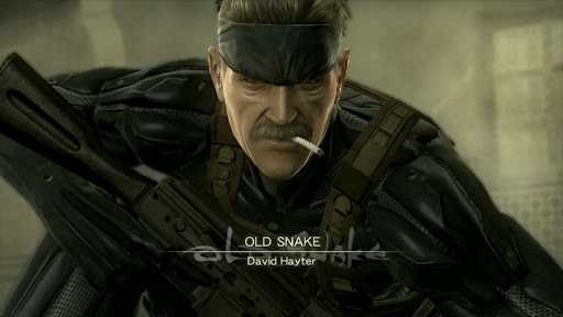 Sceenshot from Metal Gear Solid 4: Guns of the Patriots video game of character Old Snake