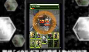 Metal Gear Solid Social Ops screenshot of a boss being dealt damage, with various cards at different health levels
