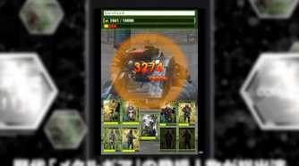 Metal Gear Solid Social Ops screenshot of a boss being dealt damage, with various cards at different health levels